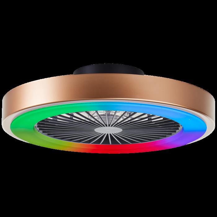 Plafonnier LED avec ventilateur SLIMLINE noir doré plastique / métal DIA. 49cm - Brilliant