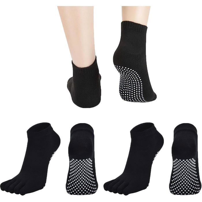 Lot de 2 paires de chaussettes de yoga pour Pilates arts martiaux fitness danse ballet entraînement avec soutien