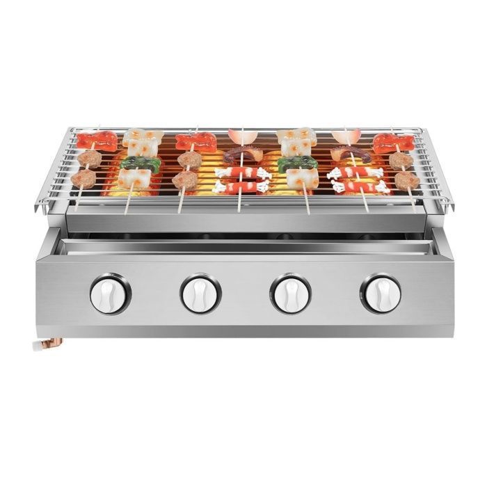 Barbecue à Gaz Professionnel en Acier Inoxydable Hauteur Réglable Barbecue