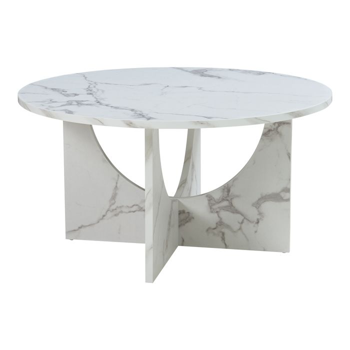 Table basse Rindal 80 x 42 cm effet marbre blanc