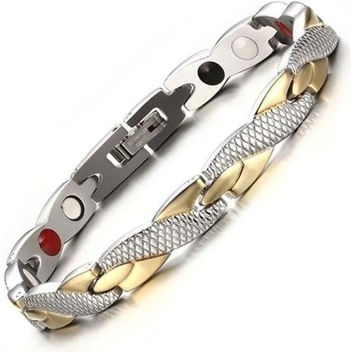 Bracelet magnétique - Power Therapy - Bracelets anti-fatigue pour femme - Acier inoxydable - Rond - Tendance
