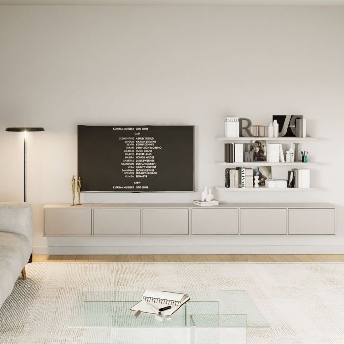 SELSEY  - Meuble Tv Framme - 300 Cm - Gris Cachemire