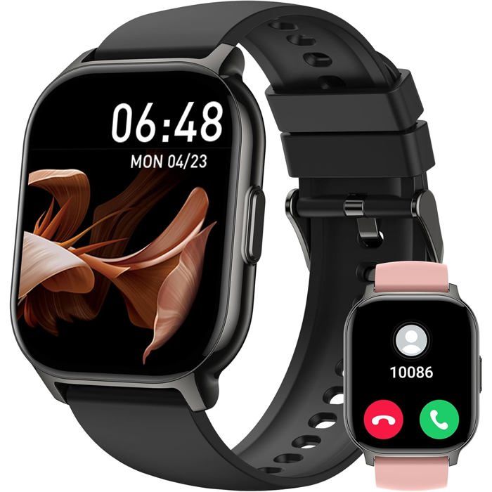 Montre Connectée Homme Femme 2.1 Hd Smartwatch Avec Appel Bluetooth & 2 Bracelets 130 Modes Sportifs Podometre Moniteur