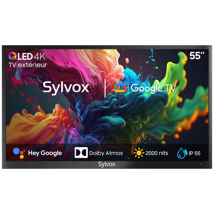 Télévision QLED extérieure SYLVOX Poolpro2.0 55 (140cm) 4K UHD 2000 nits HDR10 IP55 Dolby Atmos