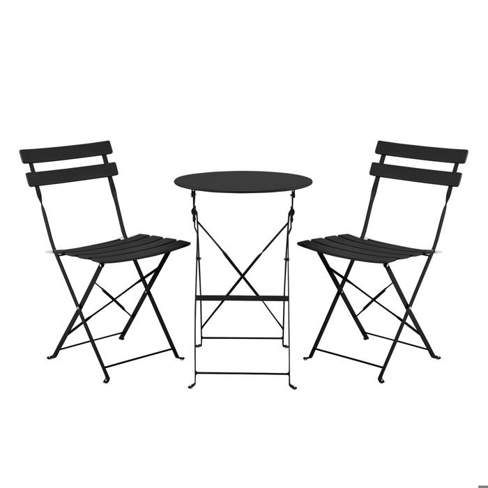 Tables et chaises pliantes - ALIGHTUP - 2chaises + table Résistant aux intempéries Extérieur et intérieur - Noir Tables et chaises pliantes - ALIGHTUP - 2chaises + table Résistant aux intempéries Extérieur et intérieur - Noir