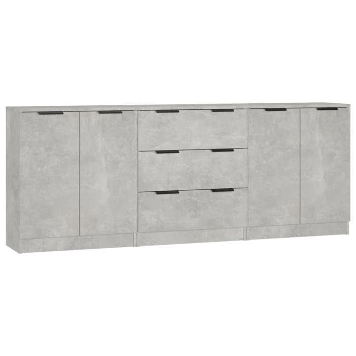 SALE 2026Buffet de cuisine stable - Placard Cabinet bahut Gris - Buffets 3 pcs gris béton bois dingénierie 58.16 Kg 468466