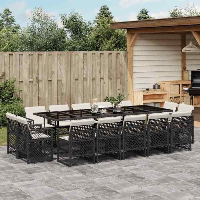 Ensemble à manger de jardin - vidaXL - 15 pièces - Résine tressée - 275x106x73 cm (table) - 505x54x79 cm (chaise)