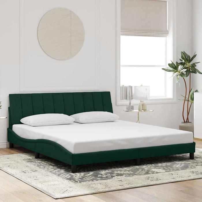 Vert Cadre de lit sans matelas Hanko vert foncé 180x200 cm velours - Lit chambre H13423