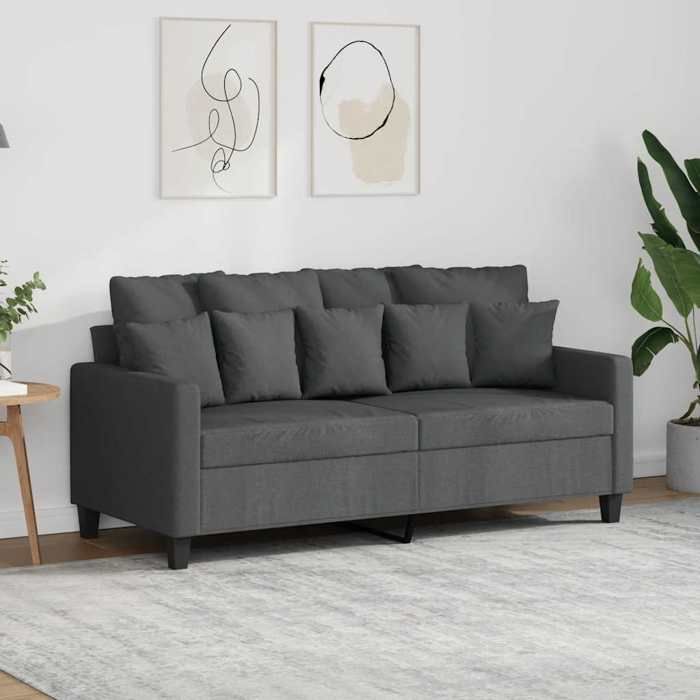 Gris Canapé à 2 places Gris foncé 140 cm Tissu - Canapés H5932