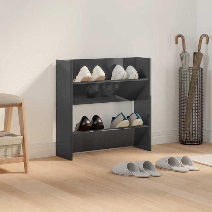 Gris Armoire à chaussures murale 1PC - ZENCORE - Organisateur chaussures - gris brillant - Bois d’ingénierie 313481 Gris Armoire à chaussures murale 1PC - ZENCORE - Organisateur chaussures - gris brillant - Bois d’ingénierie 313481