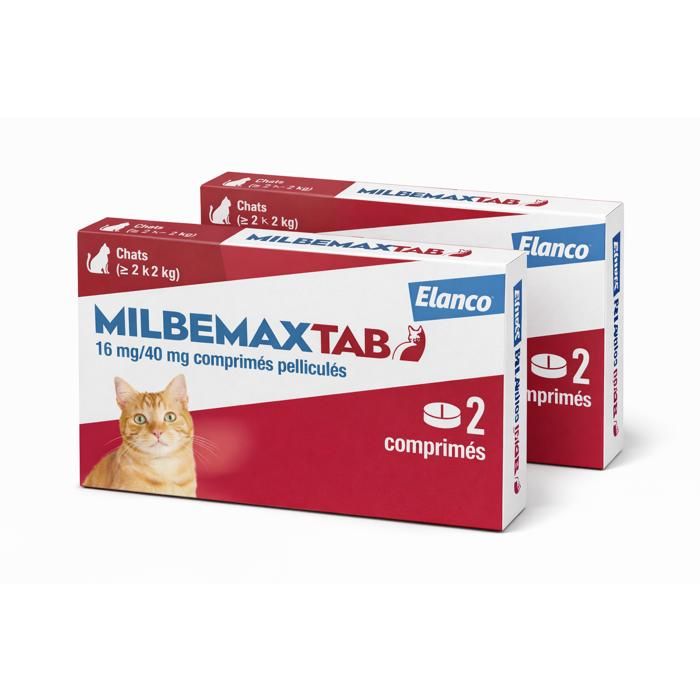 Vermifuge vétérinaire pour chat - ELANCO - Milbemax - chats ≥2 kg - lot 2x2 comprimés - gestation & lactation