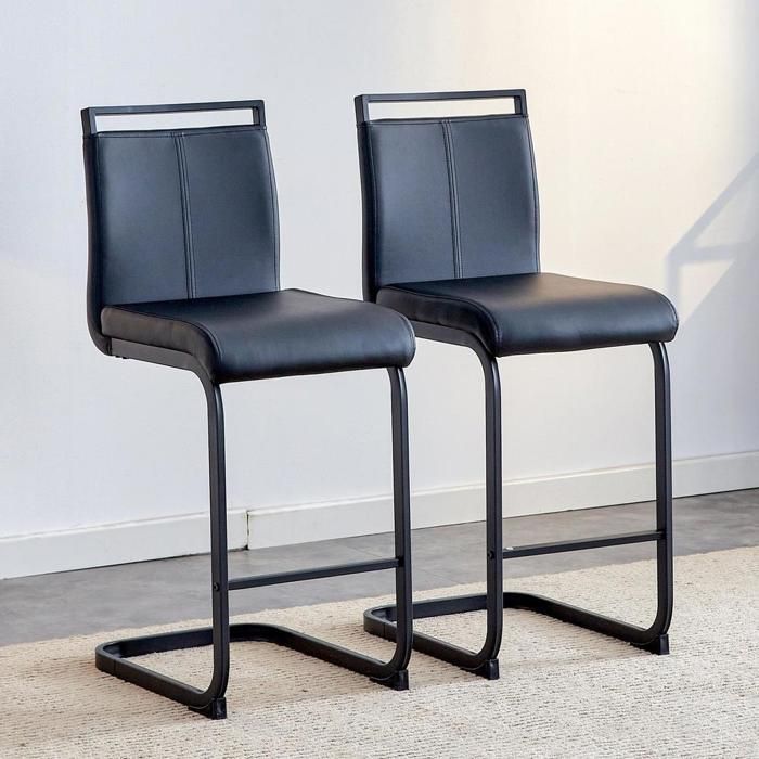 Tabourets de bar - KOMHTOM - Modèle KOMHTOM - Hauteur 96 5 cm - Assise et dossier PU - Pieds métal Tabourets de bar - KOMHTOM - Modèle KOMHTOM - Hauteur 96 5 cm - Assise et dossier PU - Pieds métal