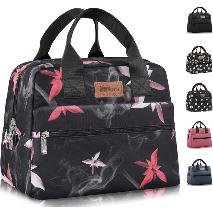 Sac à déjeuner isotherme en tissu givré imperméable - Grande capacité portable - Pour adultes et étudiants usage école et bureau