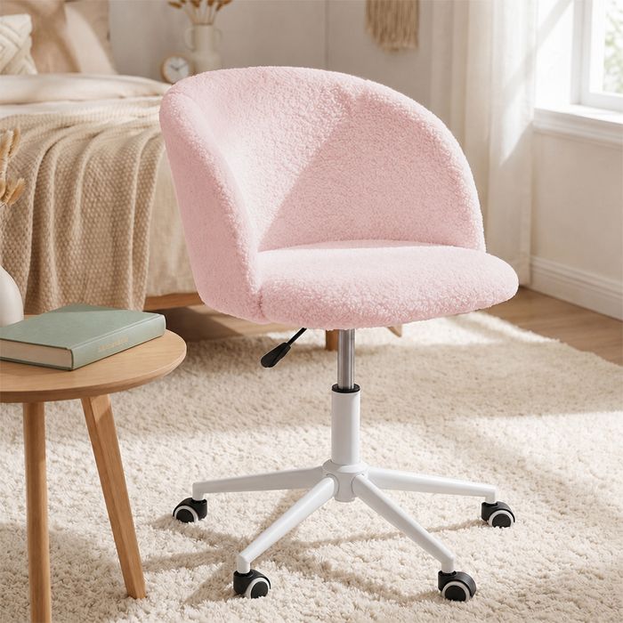 YIYI. LOT DE 1 - CHAISE PIVOTANTE - POLYVALENTE POUR LE MAQUILLAGE - LE BUREAU ET LA SALLE À MANGER - 45*44*65-80 CM - ROSE