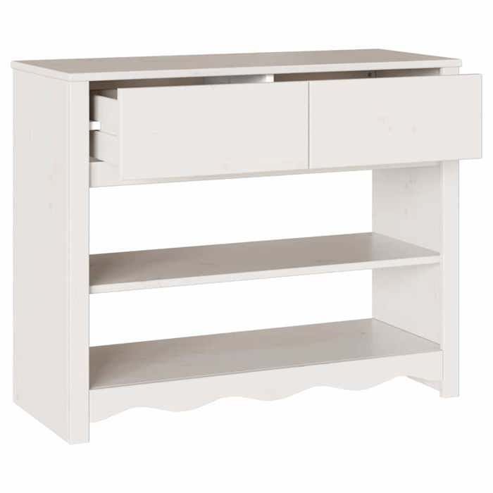 Table console DRAMMEN Blanche 89 5x37x73 cm en bois massif de pin_2 ans garantie_22910