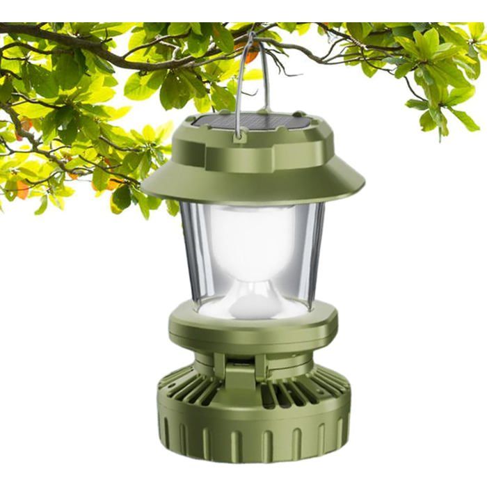 Lanterne solaire de camping – Lampe de survie rechargeable par USB ventilateur lampe de camping pliable étanche DEL