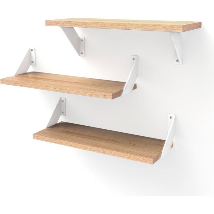Étagère Murale Bois Vintage 3 Pièces Etagères Murales 40Cm Petite Etagere Murale Bois Pour Salon Chambre À Coucher Stockage [BI191]