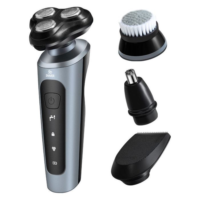 Rasoir électrique professionnel 4-en-1 pour hommes – Rasoir sans fil étanche pour pattes et nez rechargeable par USB