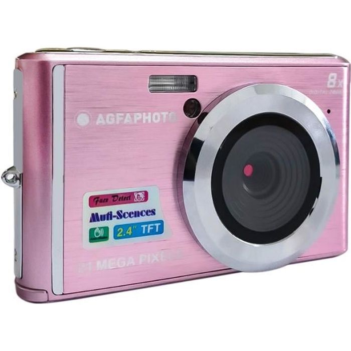 AGFA PHOTO - Caméra Numérique Compacte DC5200 - Rose - 21 MP - Zoom Digital 8x - Batterie Lithium