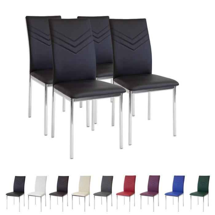chaises de salle à manger - albatros - verona - simili noir - lot de 4