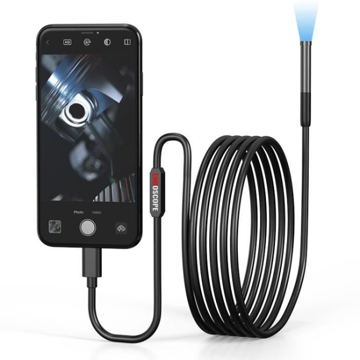 Caméra endoscope 1080P Wifi Camera d Inspection, Sonde Étanche IP67 de 8 mm Caméras d'inspection Compatible avec iOS & Android-3M