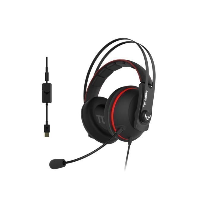 Casque TUF H7 rouge - ASUS - Micro-casque - Filaire - Circum-aural