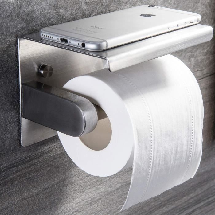 Porte Papier Toilette, Porte-serviettes en acier inoxydable pour téléphone  portable,Support Papier Rouleau Derouleur Papier WC, Support Papier  Toilettes avec Tablette pour Salle de Bain et Cuisine : : Bricolage