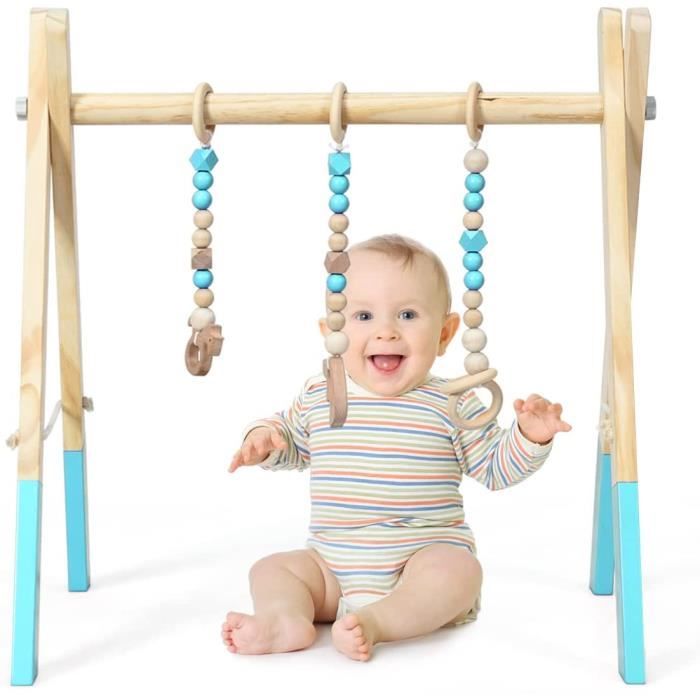 GOPLUS Portique d'Eveil Bebe Pliable en Bois, avec 3 Anneaux de Tirage de  Jeu, Structure Triangulaire Stable, Arche d'Eveil pour Bebes Plus de 3  Mois, sans BPA, 60 x 44 x 60 CM (Gris)