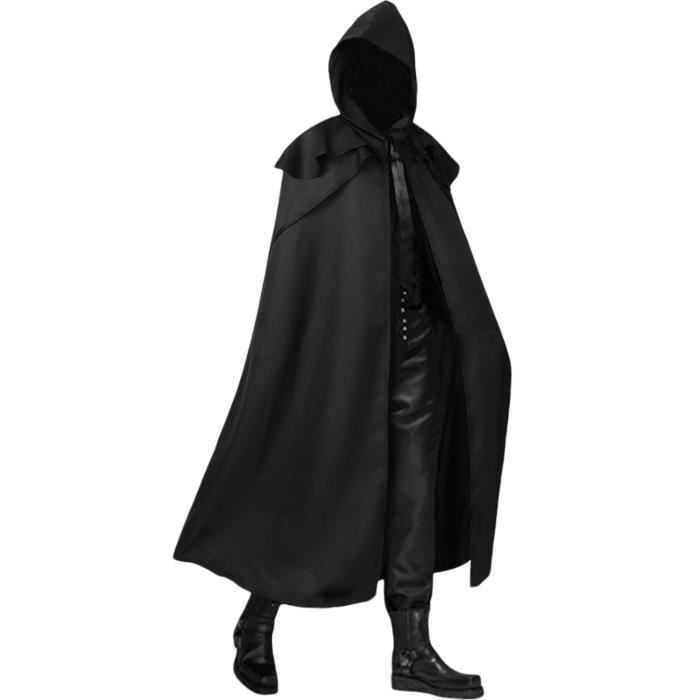 Cape Gothique Vintage Pour Adulte – Noir/violet, Capuche, Cordons De Serrage, Sorcier/prêtre, Costume Halloween Cosplay