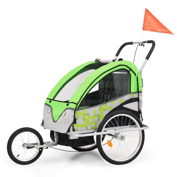 Remorque Vélo 2 En 1 Pour Deux Enfants - Rouge, BC-ELEC, Convertible En Poussette