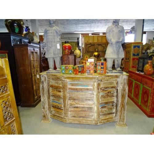 bar en teck recyclé - bahamas - style rustique - porte bouteilles - rangement