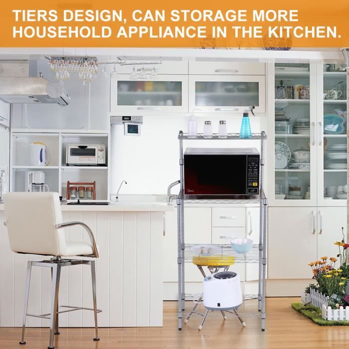 Rangement Et Organisation Etagere De Cuisine Meuble Rangement Desserte De Cuisine Avec 3 Tablettes Etagere Micro