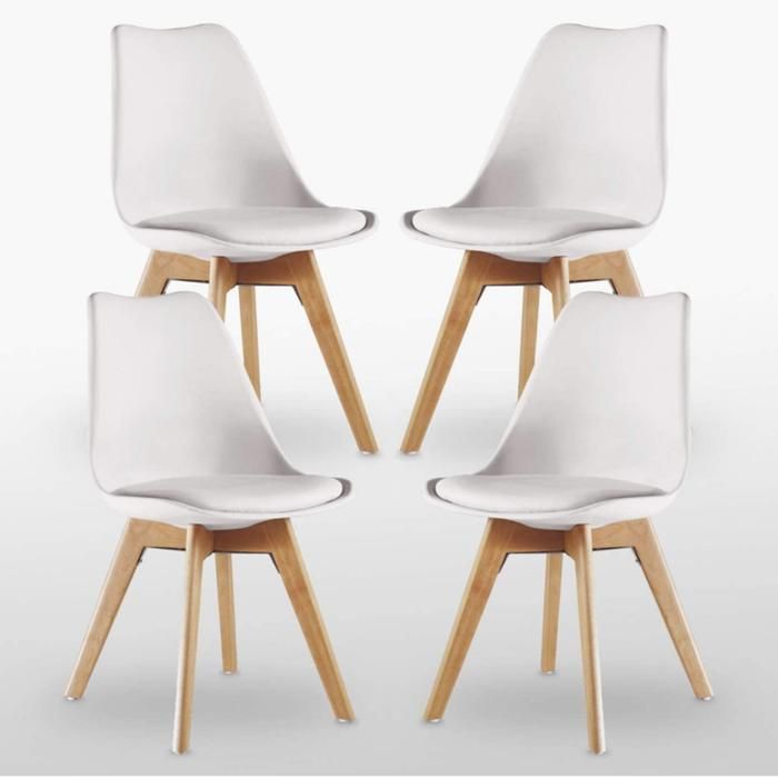 Lot de 4 Retro chaise de salle à manger sans accoudoirs design scandinave chaise à manger - rembourrés