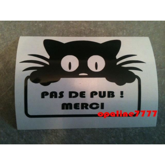 Sticker Pas De Publicite Pub Chat Boite A Lettre Achat Vente Stickers Cdiscount