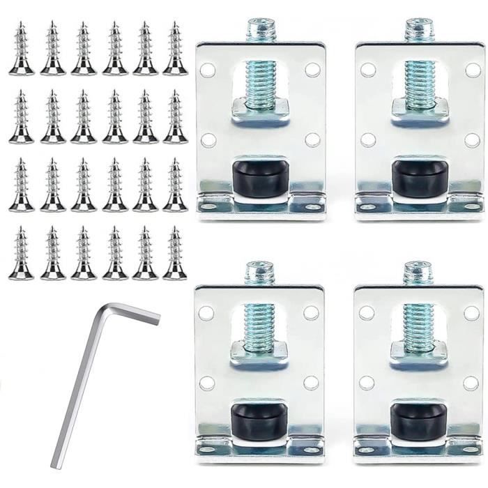 Wiltec Lot de 4x Pied de table V1 - en Acier inoxydable chromé