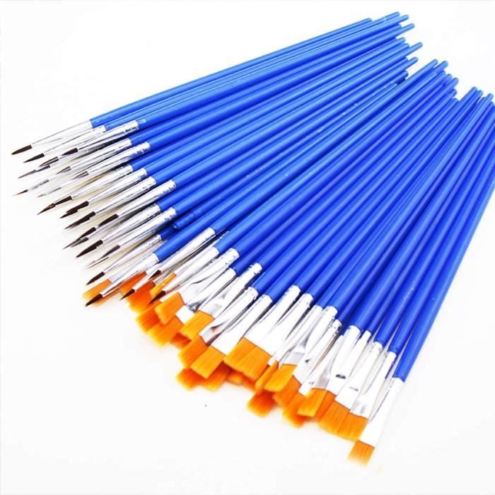 Lot De 5 Pinceaux à Pointe Filbert – Nylon + Bois, Tailles 2# à 12#, Pour Acrylique, Huile, Aquarelle, Gouache, Corps, Ongles