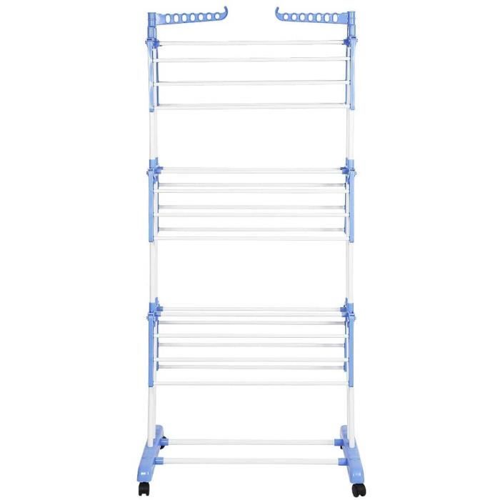 Étendoir à Linge 3 Niveaux Avec Roulettes - Grand Capacité, Pliable, Pour Intérieur Et Extérieur