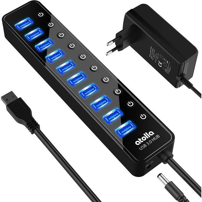 atolla Hub USB 3.0, 16 Puertos Multi USB 3.0 Hub con Interruptor