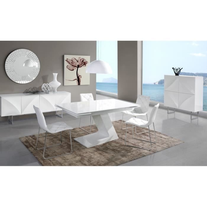 Salle à manger complète blanc laqué design ARTA L 100 x P 45,5 x H 125