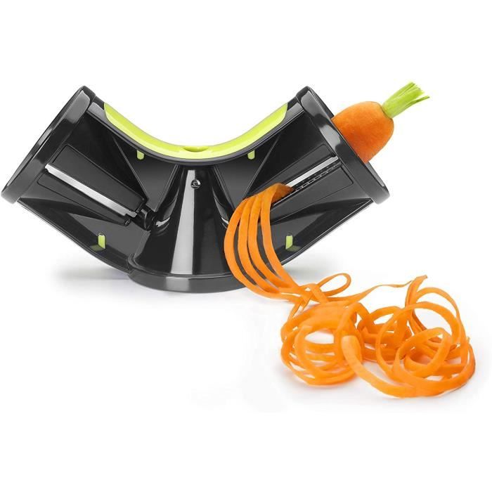 Spiraliseur Fruits Légumes Portable Noir Spiraliseur Légumes 2-en-1 – Taille -crayon à Légumes Avec Entonnoir – Pour Carottes, Concombres, Courgettes