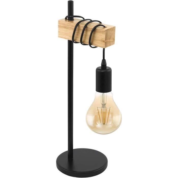 Lampe de bureau ou chevet à led en bois et métal colorée