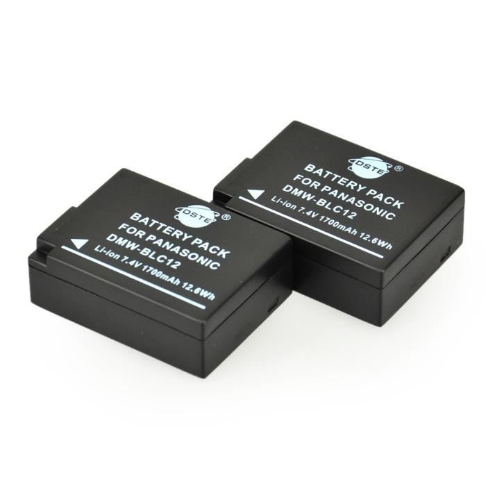 DSTE 2-Pack Rechange Batterie pour Panasonic DMW-BLC12 Lumix DMC-G5 DMC-G6 DMC-G7 DMC-GH2 DMC-FZ200 DMC-FZ200GK DMC-FZ1000 V-LUX4