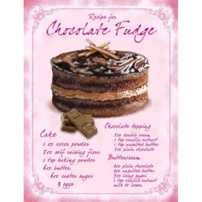 Plaque Gateau Chocolate Fudje Deco Tole Metam Pub Affiche Cdiscount Maison