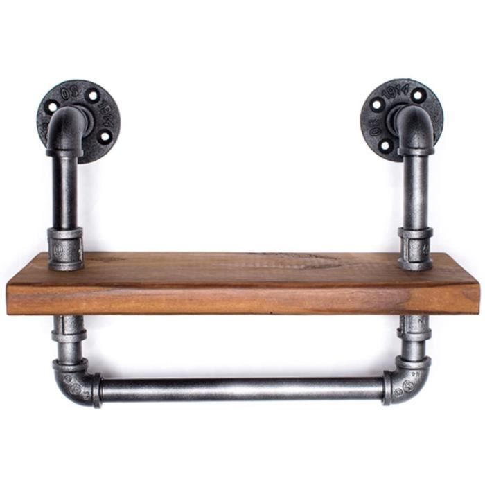 Étagère Mural Flottante Industriel 2 Couches En Acier - L 46cm
