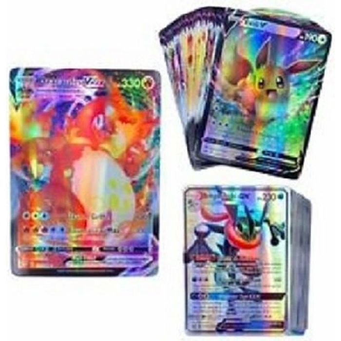 Lot de 50 cartes Pokemon VMAX - Version française - Illustrations