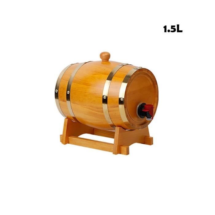Vino Botte De Chêne 1,5L - Tonneau à Vin Whisky Tequila Avec Robinet En Bois Sur Support
