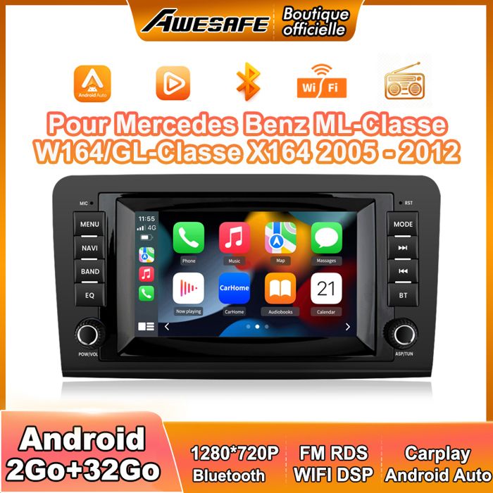 Câble Auxiliaire Adaptateur MP3 Pour Autoradio Mercedes Classe GL X164 - Longueur 1,5m, Noir - Neuf D'origine