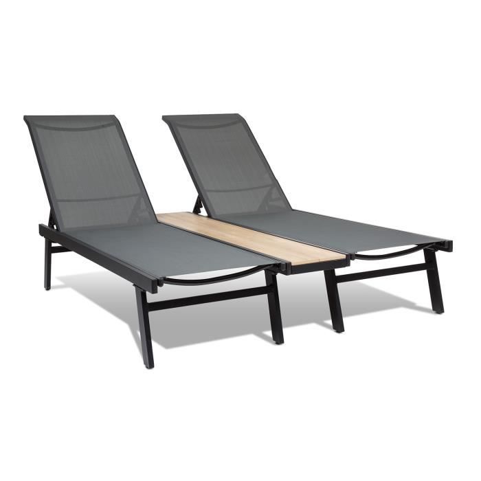 chaise longue - blumfeldt lounger pompei - transat - pour 2 personnes - surface de rangement - aluminium - bain de soleil - gris