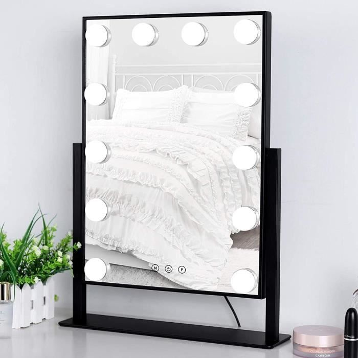 Cadeau Miroir Maquillage Femme Fille Miroir Maquillage Hollywood YOURLITE 80x60cm LED - 3 Températures Couleur, USB, Loupe 10x, Installation Murale Ou Table Cadeau Miroir Maquillage Femme Fille Miroir Maquillage Hollywood YOURLITE 80x60cm LED - 3 Températures Couleur, USB, Loupe 10x, Installation Murale Ou Table