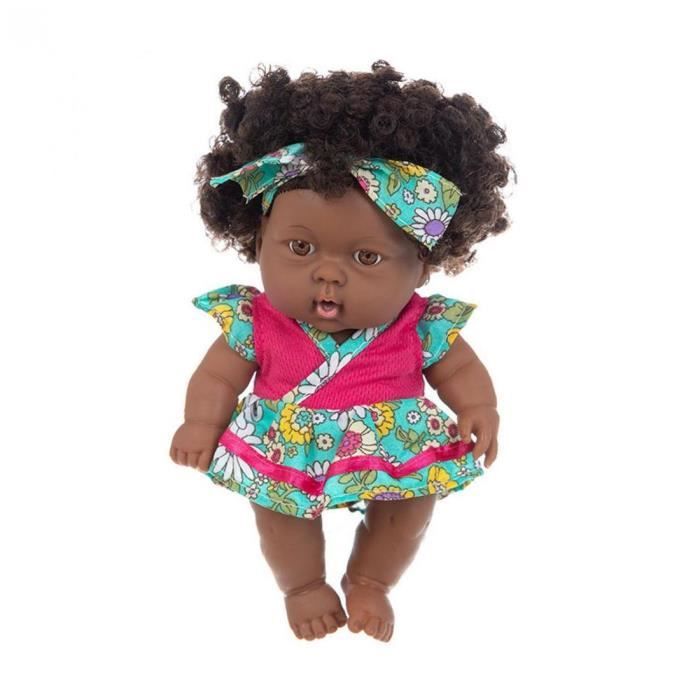 Poupee Noire Bebe De cm Poupee Africaine Fille Noire Bebe Jouet De Simulation De Vie Avec Une Robe Verte Rose Rose Pour Les Cadeau Cdiscount Jeux Jouets